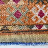 Blue Pink Geometric Oushak Runner Rug, 80x302Cm