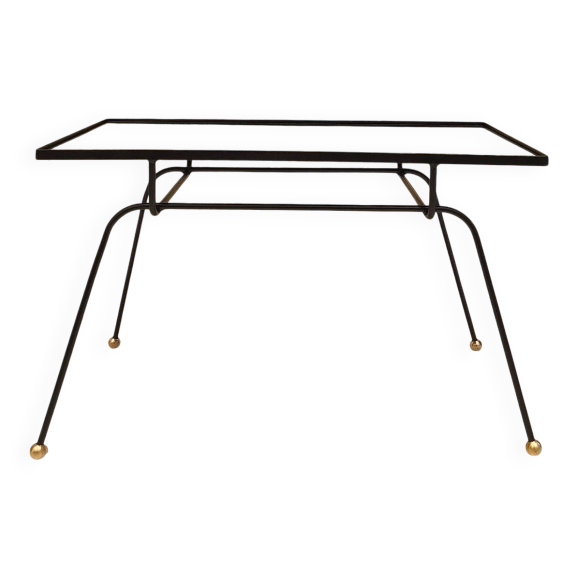 Modernist coffee table in metal and glass, 1950.