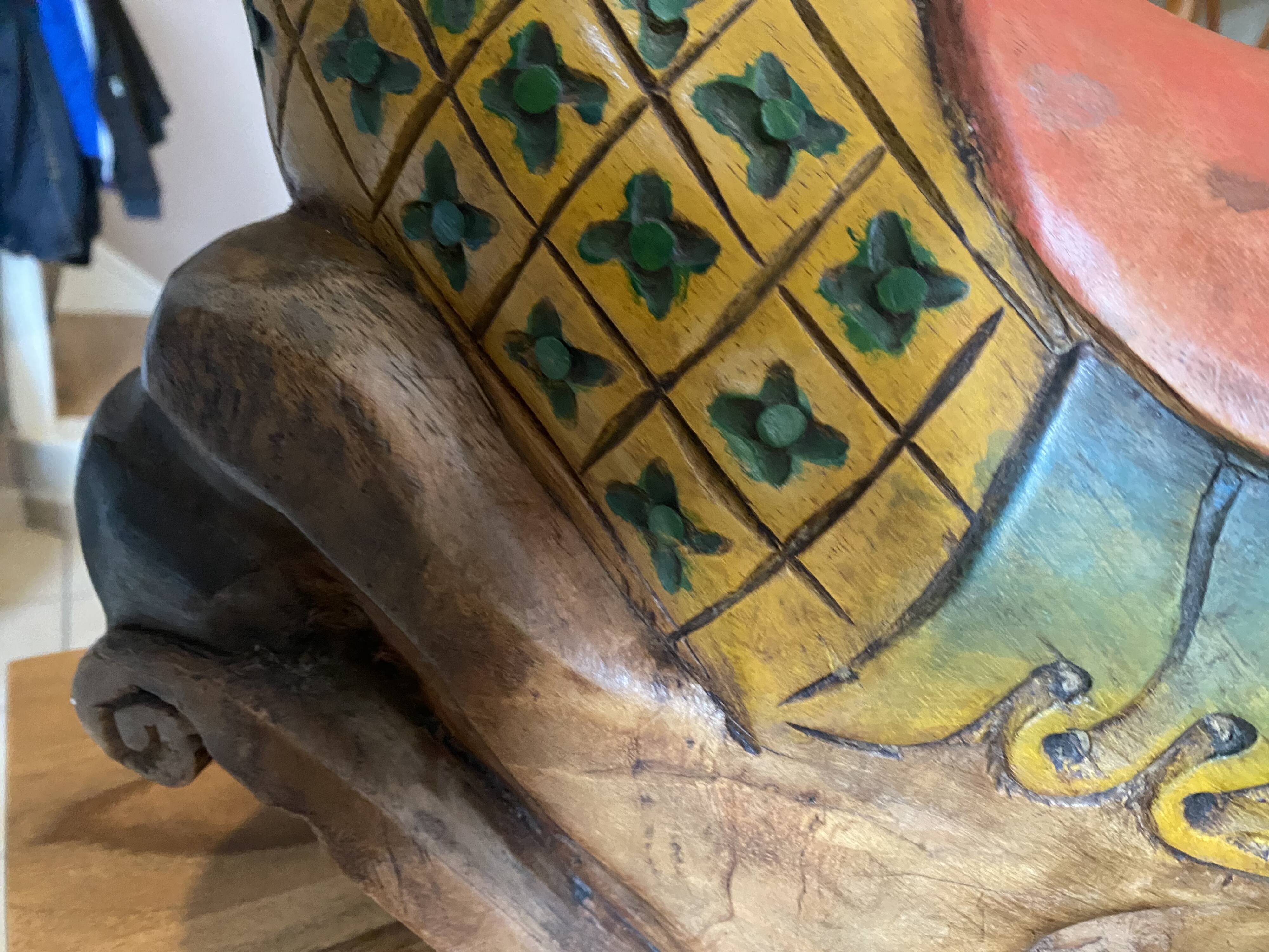 Antique wooden rocking horse, hand-carved.
