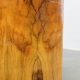 Art Deco walnut nightstand with black opaxite glass, Czechoslovakia 1930s