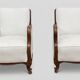Classic Italian Armchairs with White Upholstery, 1920s, Set of 2