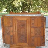 Art deco oak and marble sideboard