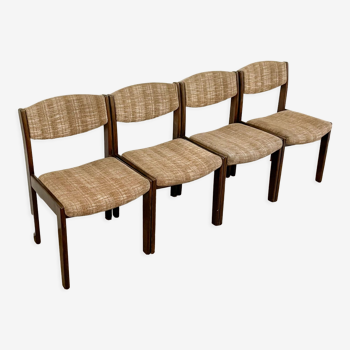 Set de 4 chaises vintage bois foncé et laine