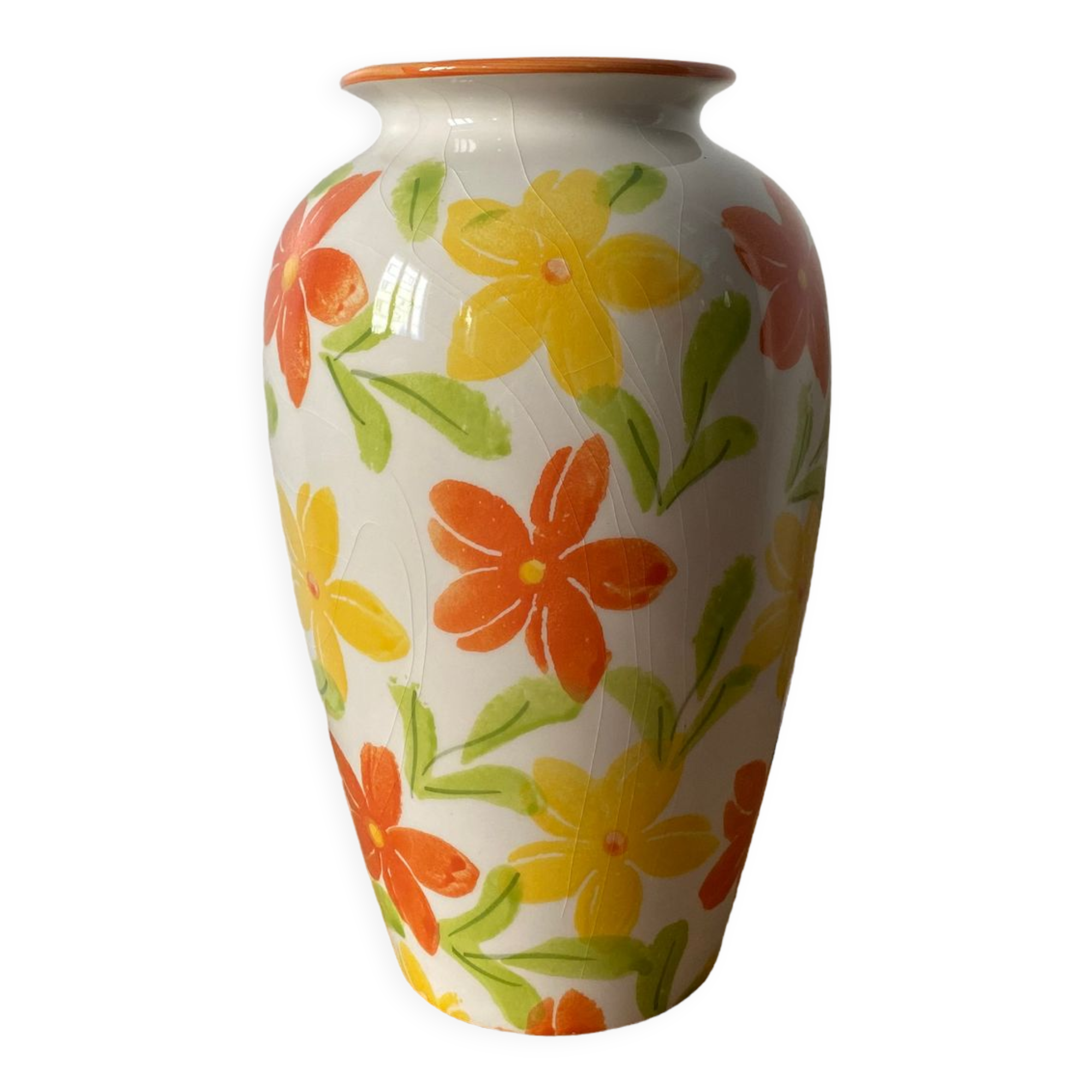 White vase with flowers