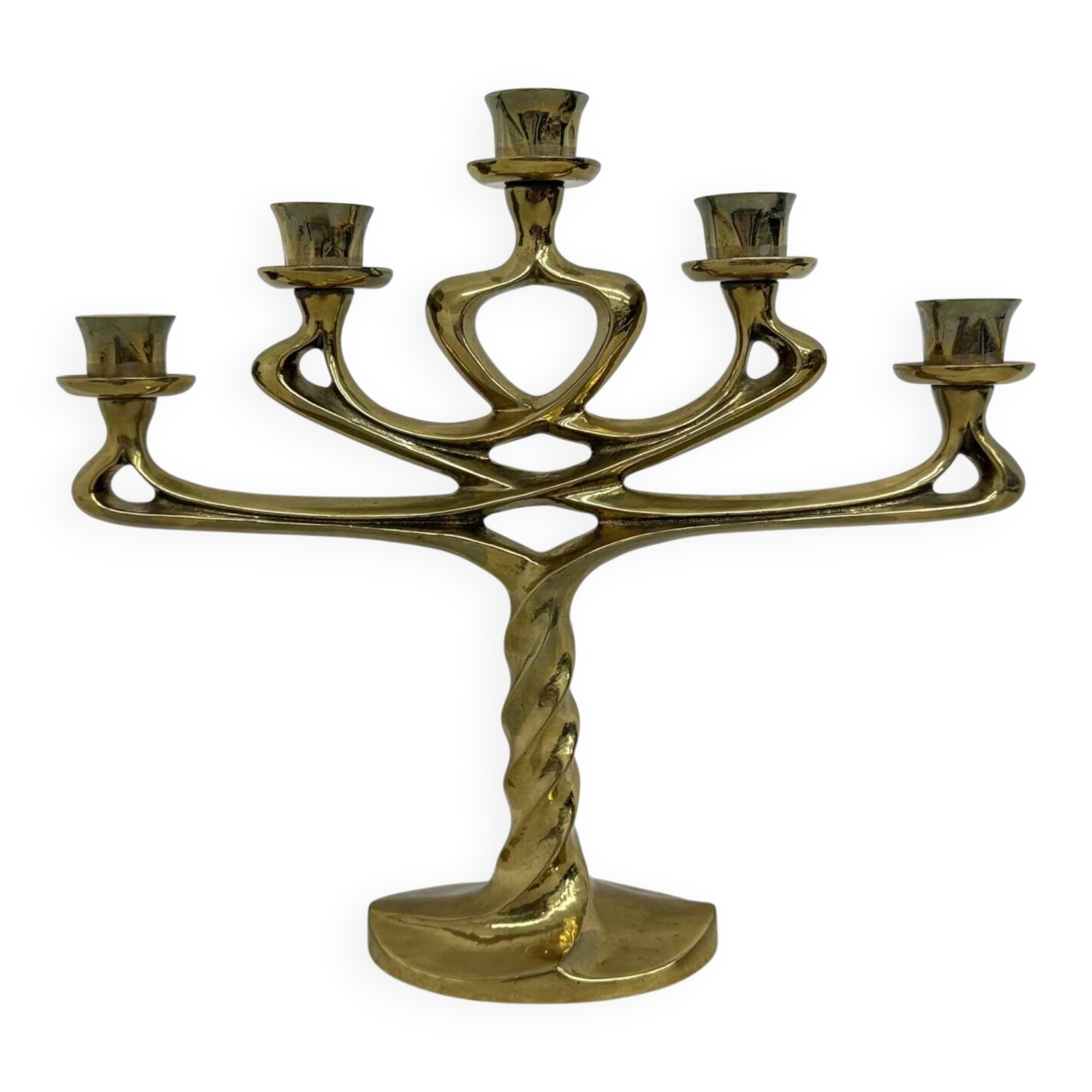 Mid-century large brutalist solid bronze candleholder, 1970s