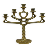 Mid-century large brutalist solid bronze candleholder, 1970s