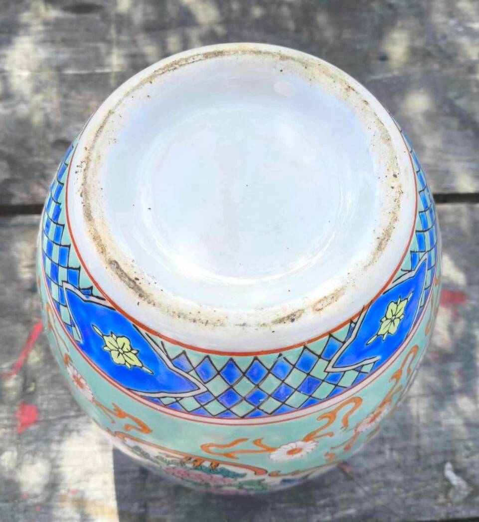 Pot couvert, vase chinois à motifs de fleurs et oiseaux en céramique cloisonnée