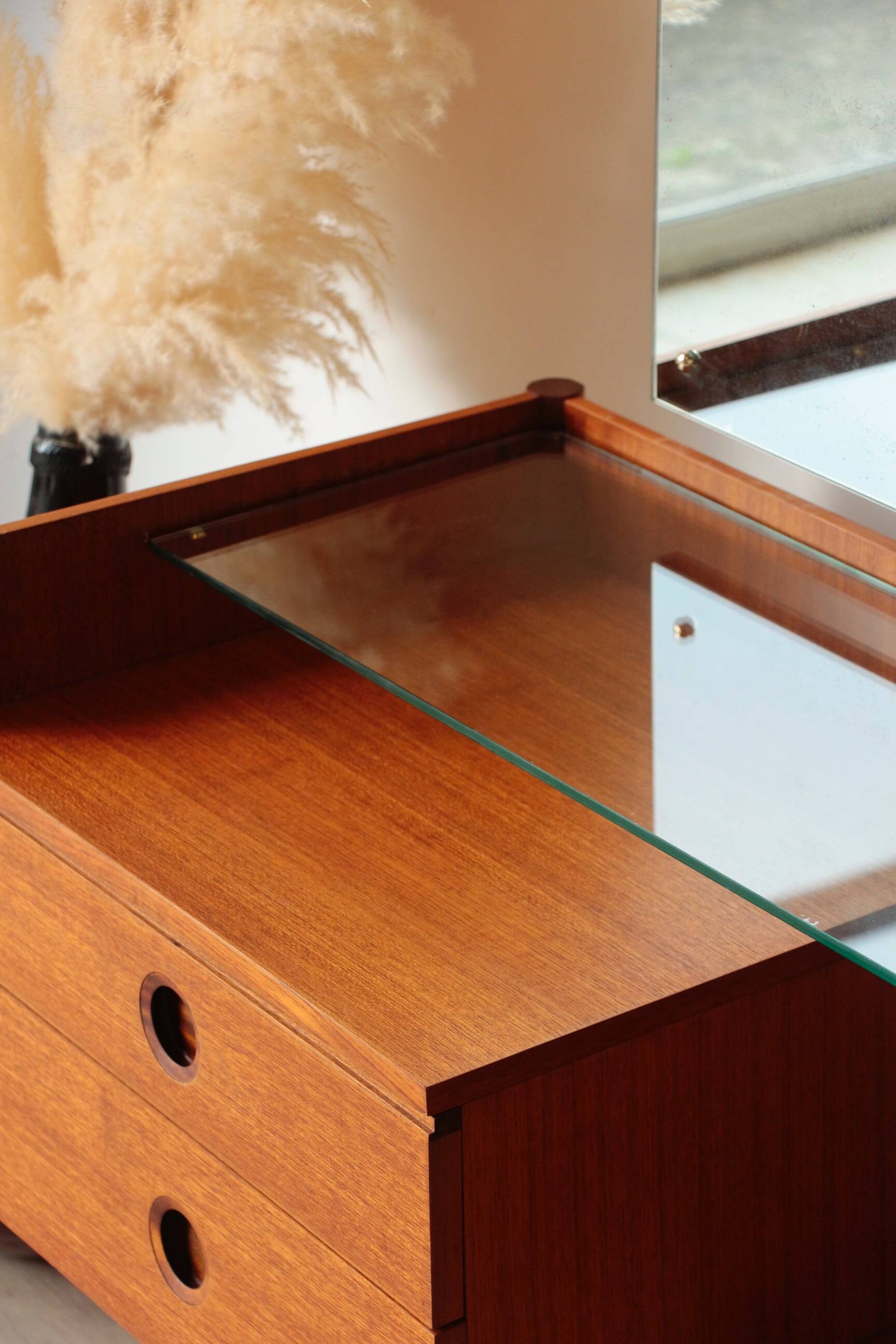 Wrighton Teak Dressing Table - Vintage 1960s - Hexagonal Base