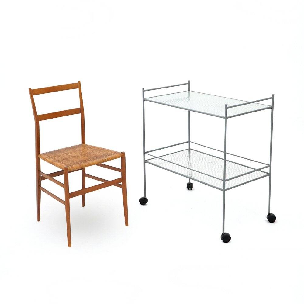 1980s metal and glass serving trolley