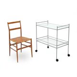 1980s metal and glass serving trolley