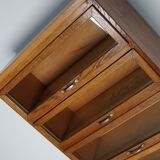 Vintage Dutch Oak Haberdashery Shop Cabinet / Vitrine, 1950s
