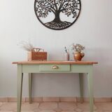 Table - vintage desk wood and green