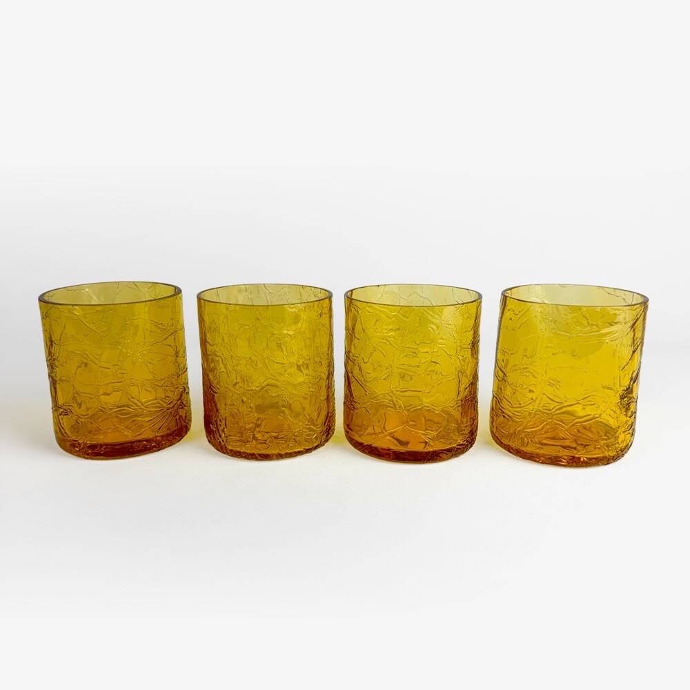 70s Blown Amber Whiskey Glasses