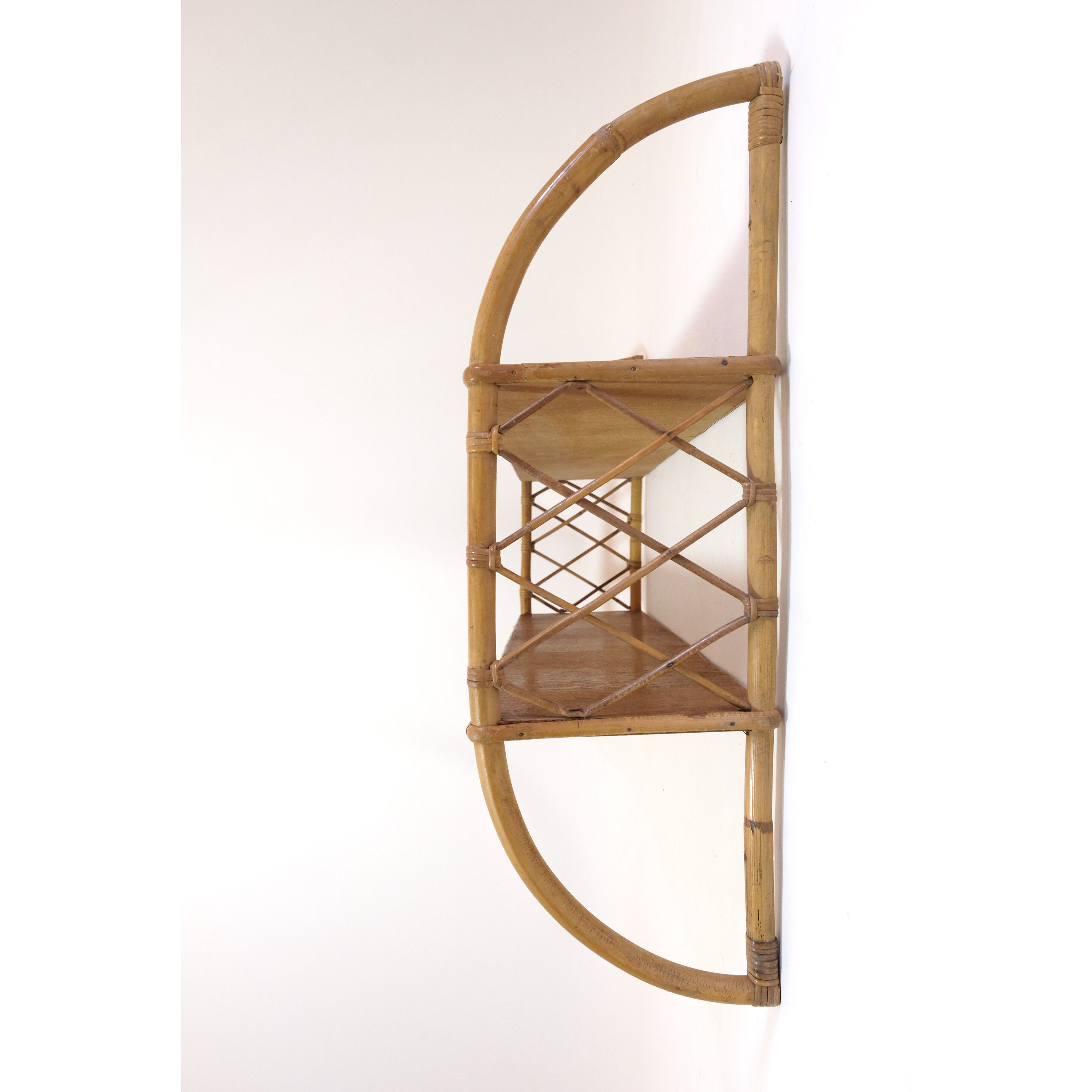 2 tier rattan shelf from the 1960s-1970s.