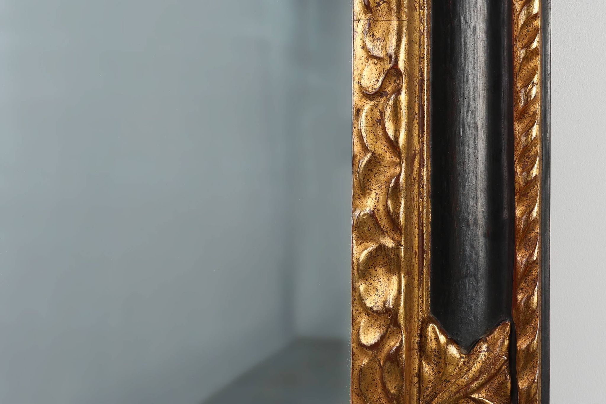Carved Baroque Black and Giltwood Mirror, France 1850s