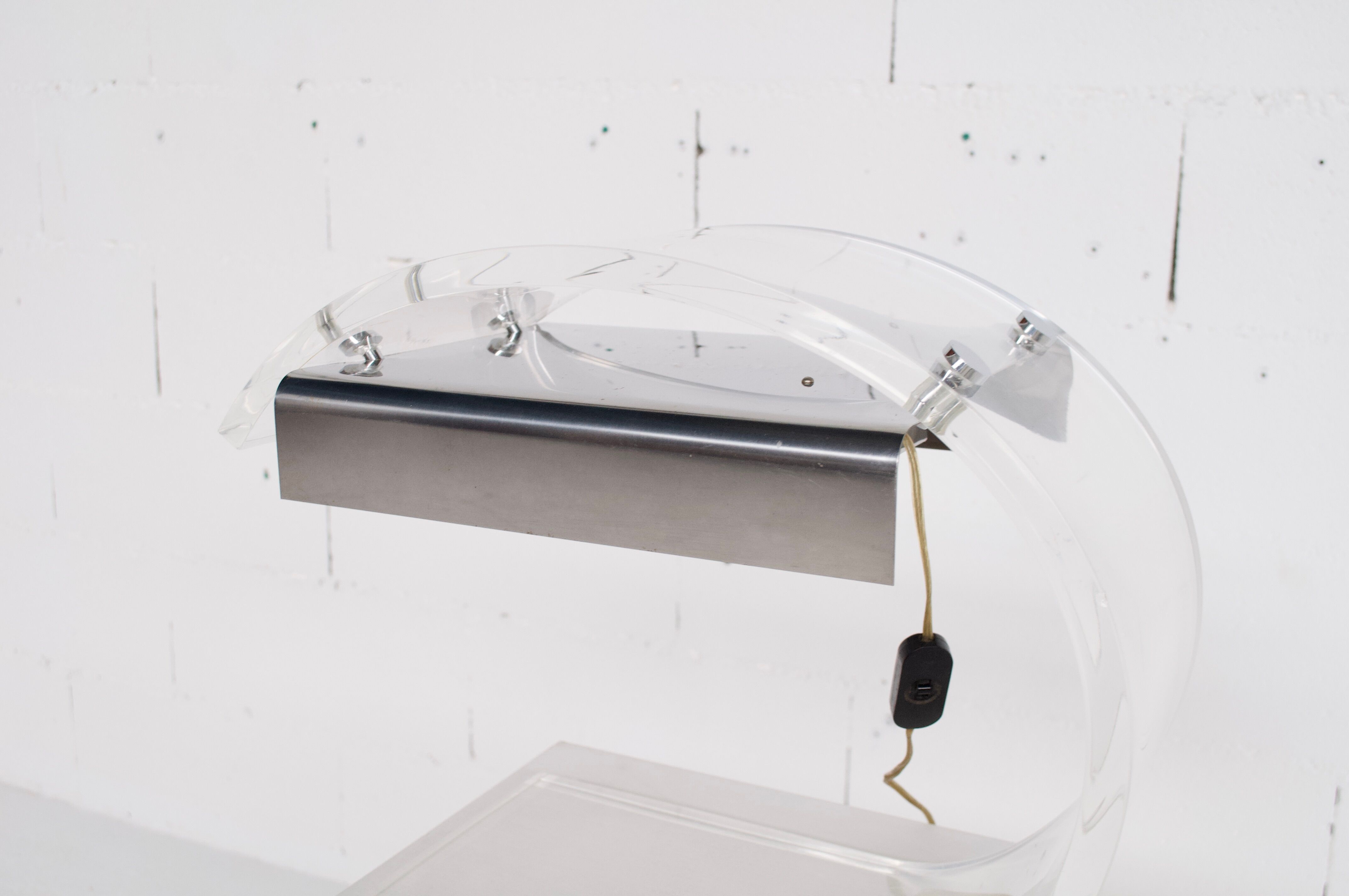 Perspex desk lamp and 1970s metal Jacques Charpentier