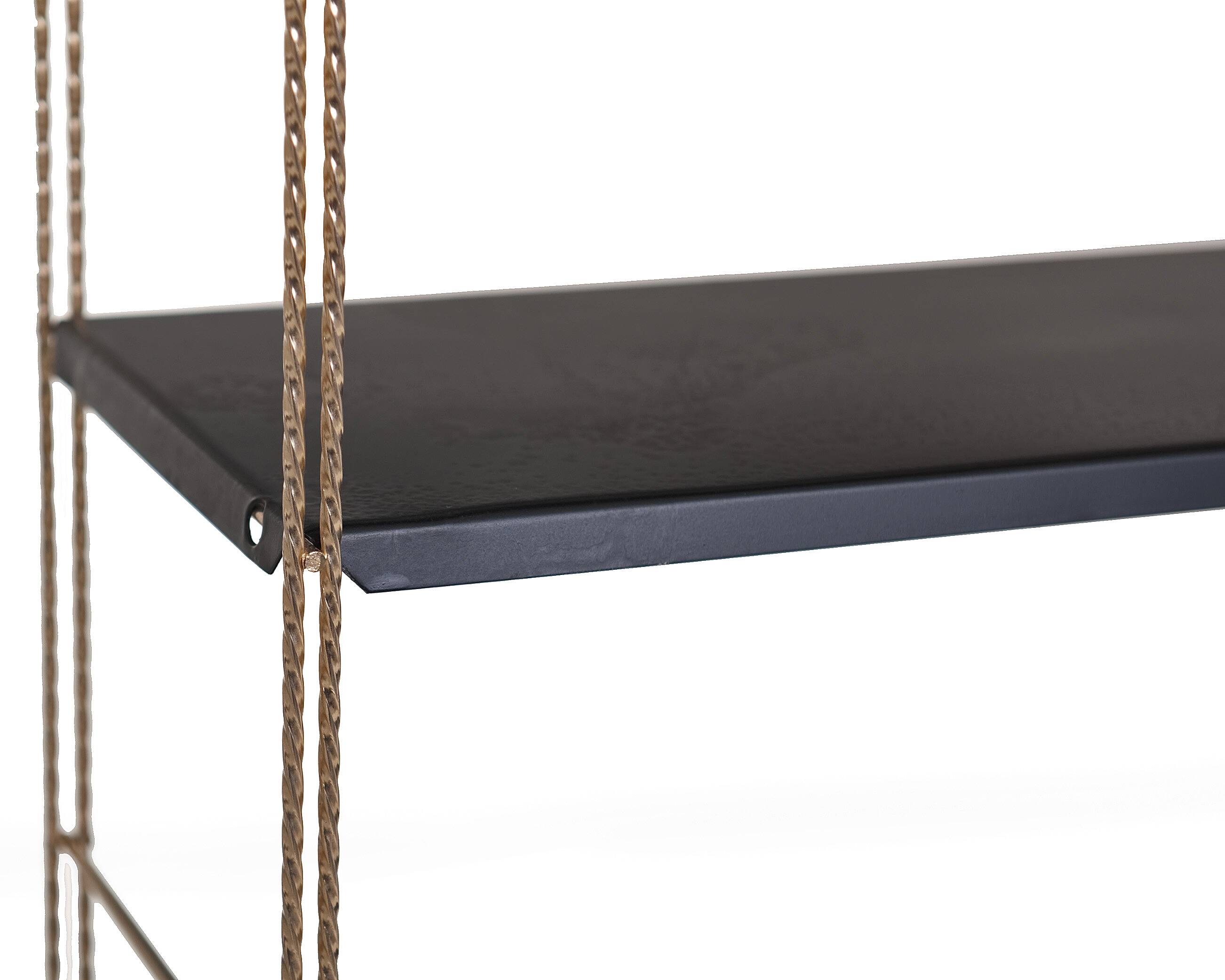 2 wall shelves string in gold and black metal with twist year 60