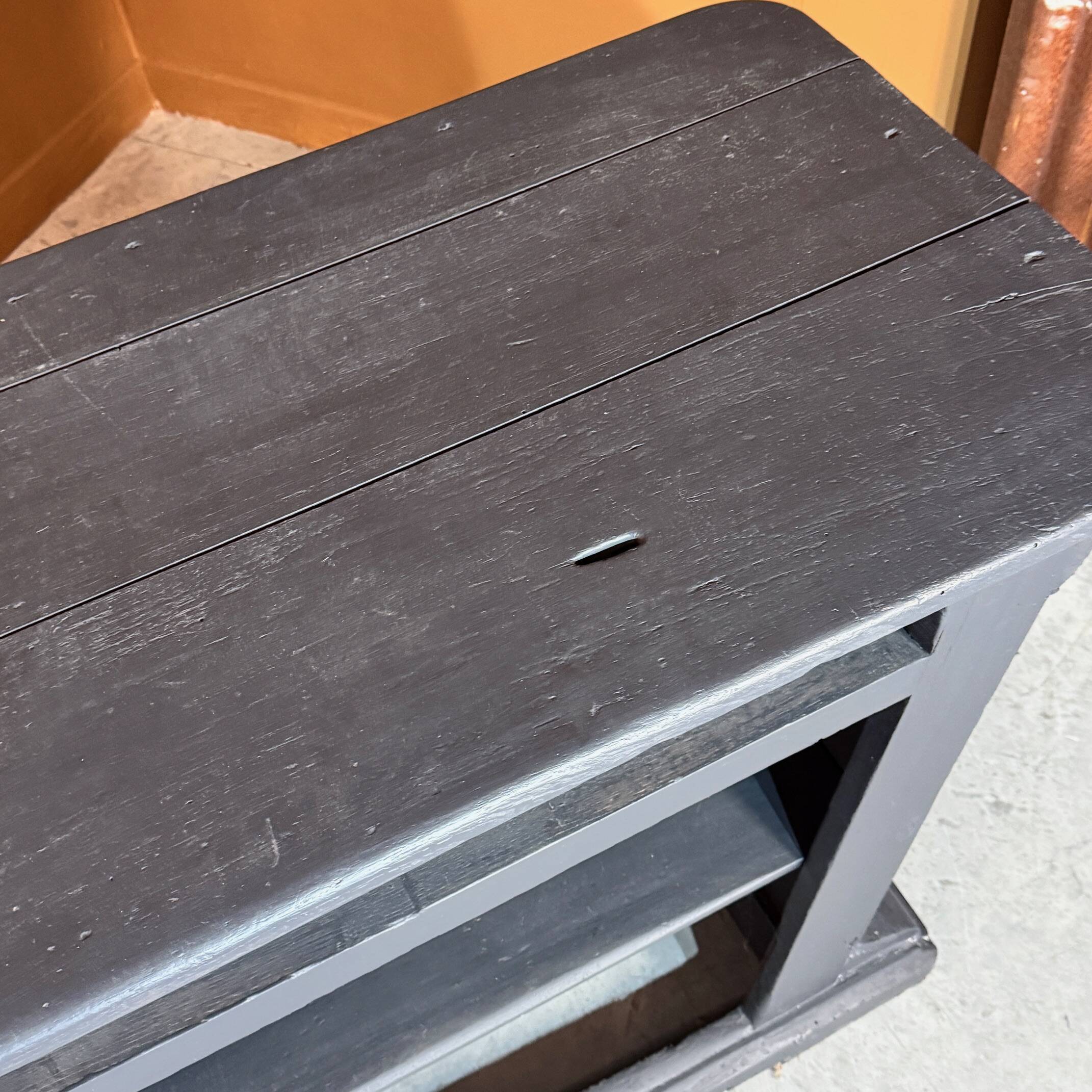 Antique wooden counter, black patina