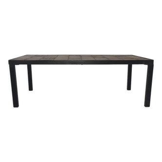 Rectangular ceramic and metal coffee table