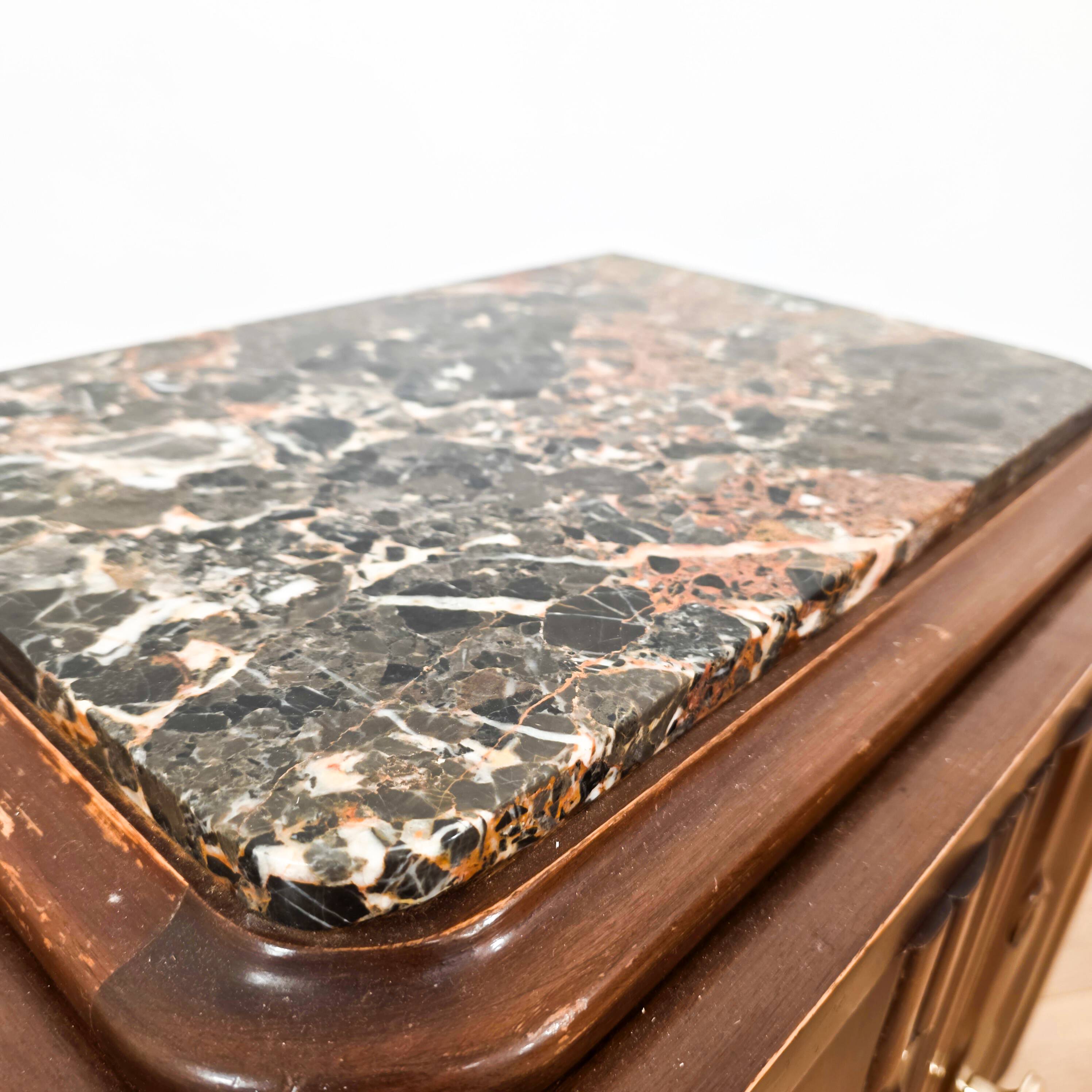 Pair of Art Deco marble bedside tables, 1940s
