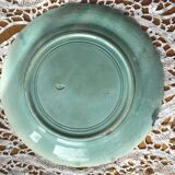 Ancienne assiette à dessert faïence Terre de Fer barbotine décor oiseaux