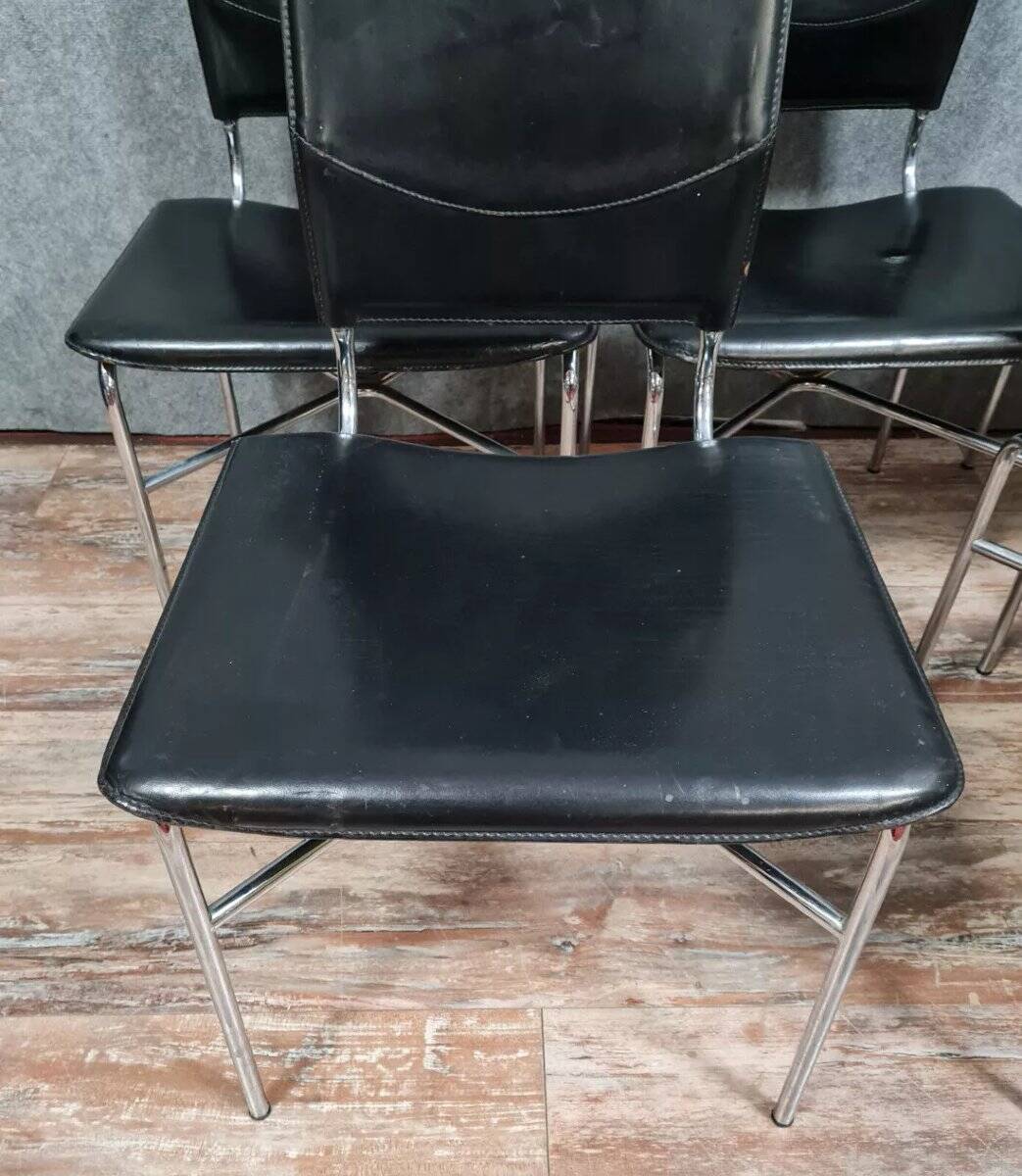 Suite de 5 chaises de salle à manger par Ross Littell pour Matteo Grassi