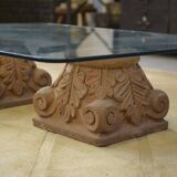 1960s stone and glass pedestal coffee table