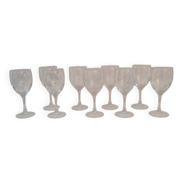 9 Vintage Footed Glasses Wheat Spike Engraved