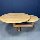 Table basse pivotante à deux niveaux en bois par Roche Bobois, années 1980