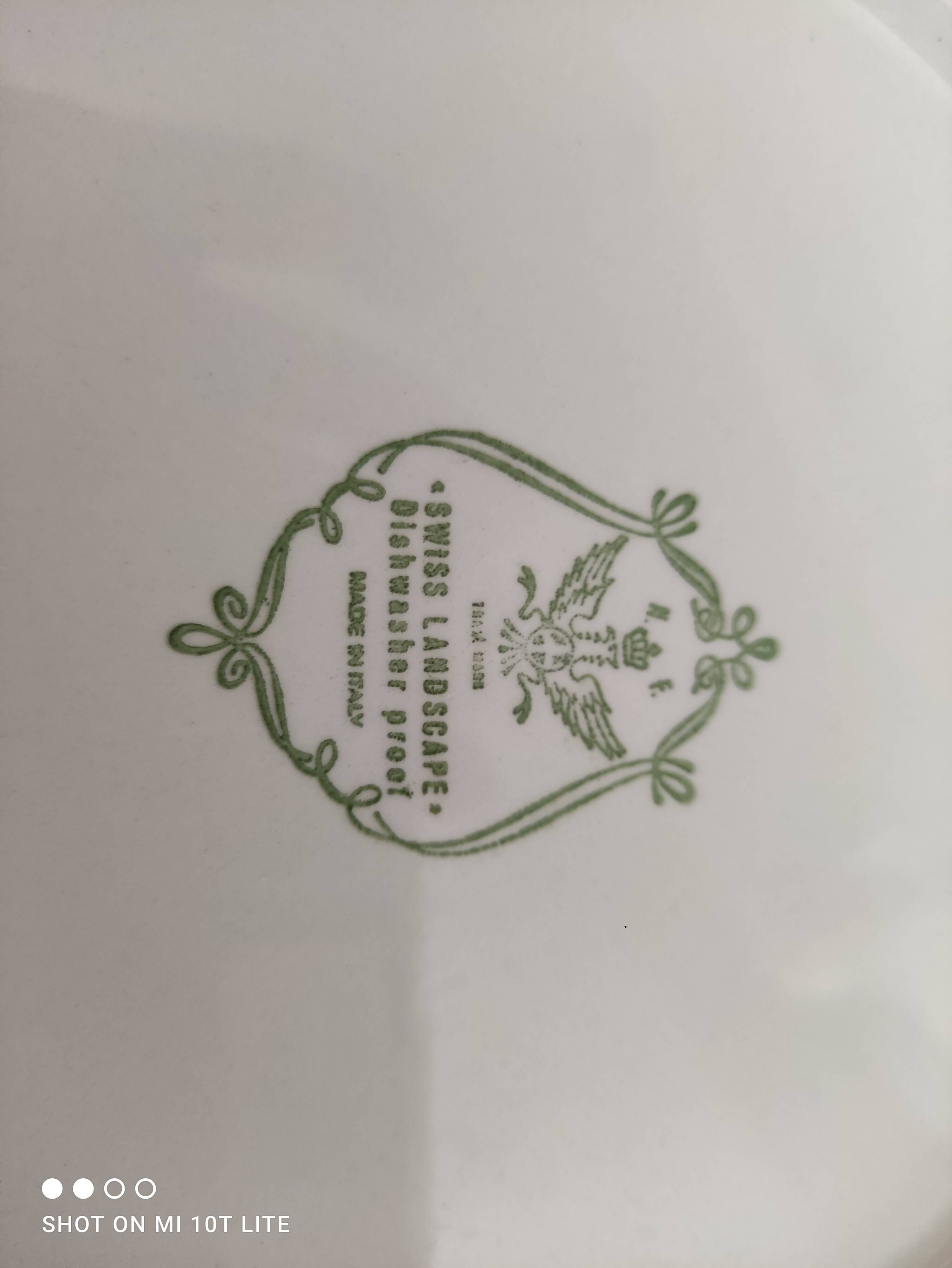 Set of 12 Swiss Landscape HE dinner plates with brown winter decor