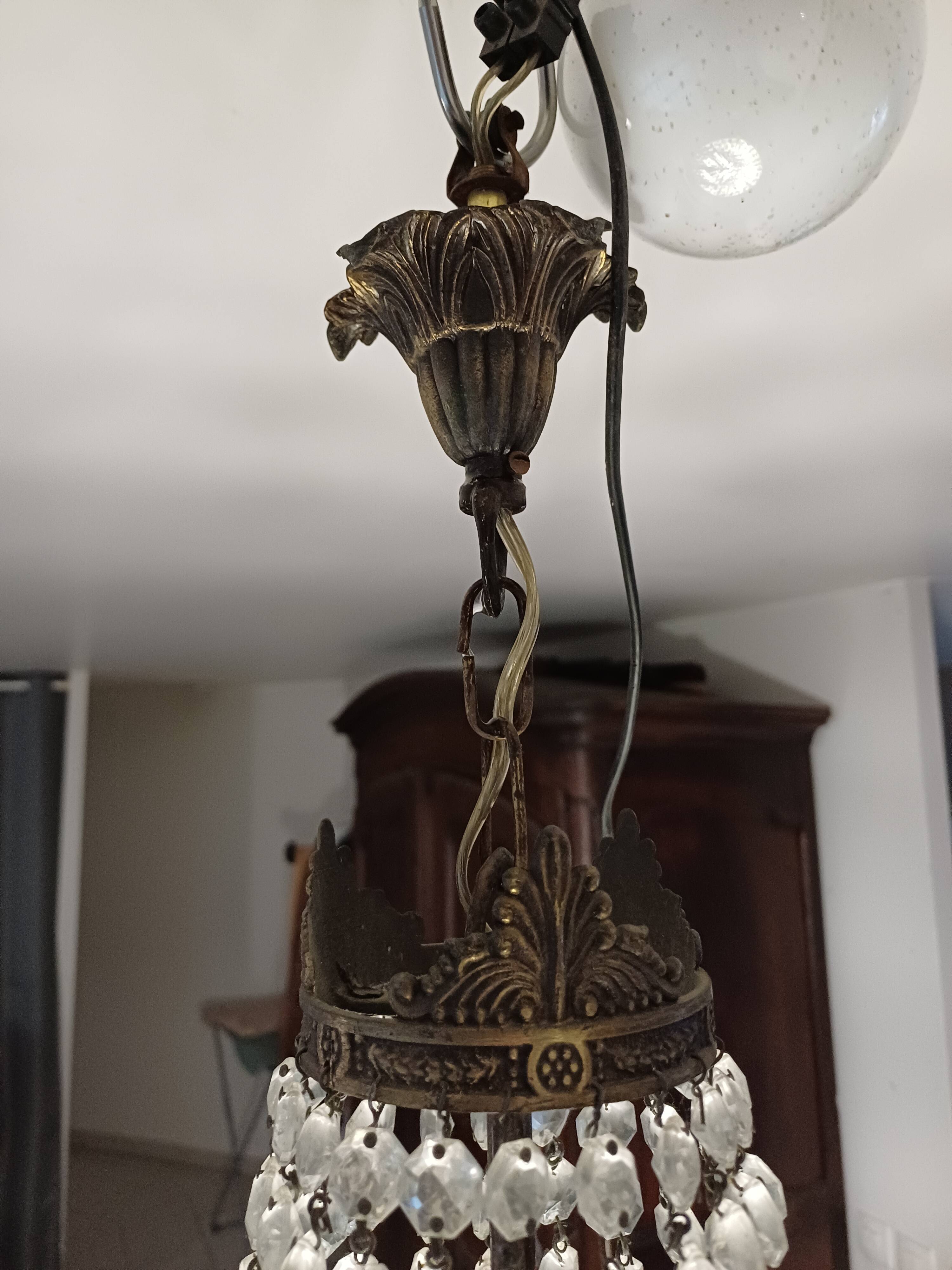 Crystal and Brass Hot Air Balloon Tassel Chandelier