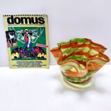 Postmodern Green and Orange Murano Glass Fazzoletto Vase by Fratelli Toso, Italy