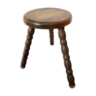 Tabouret tripode en bois