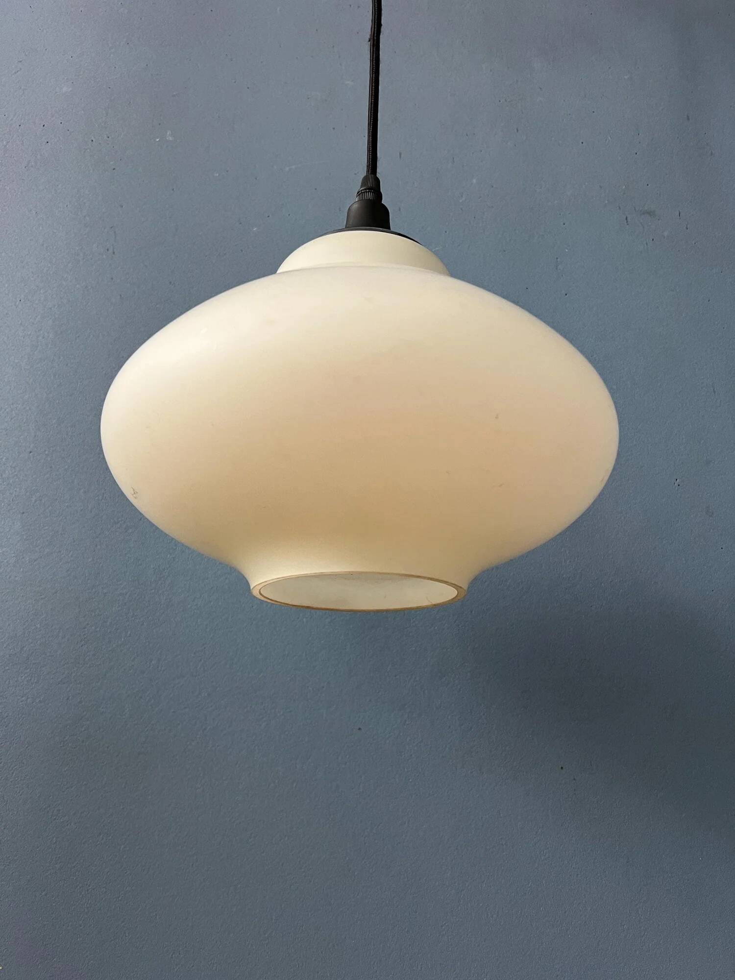 Mid-century milk glass pendant light attributed to Louis Kalff