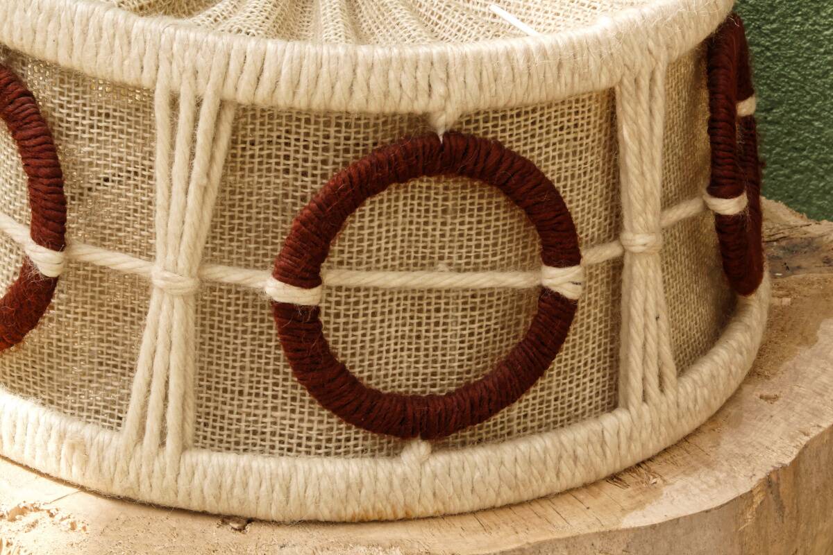 Lampshade, pendant light, 70s in wool and linen