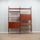 Mid century modular teak bookcase with bar unit, Italy 1950s