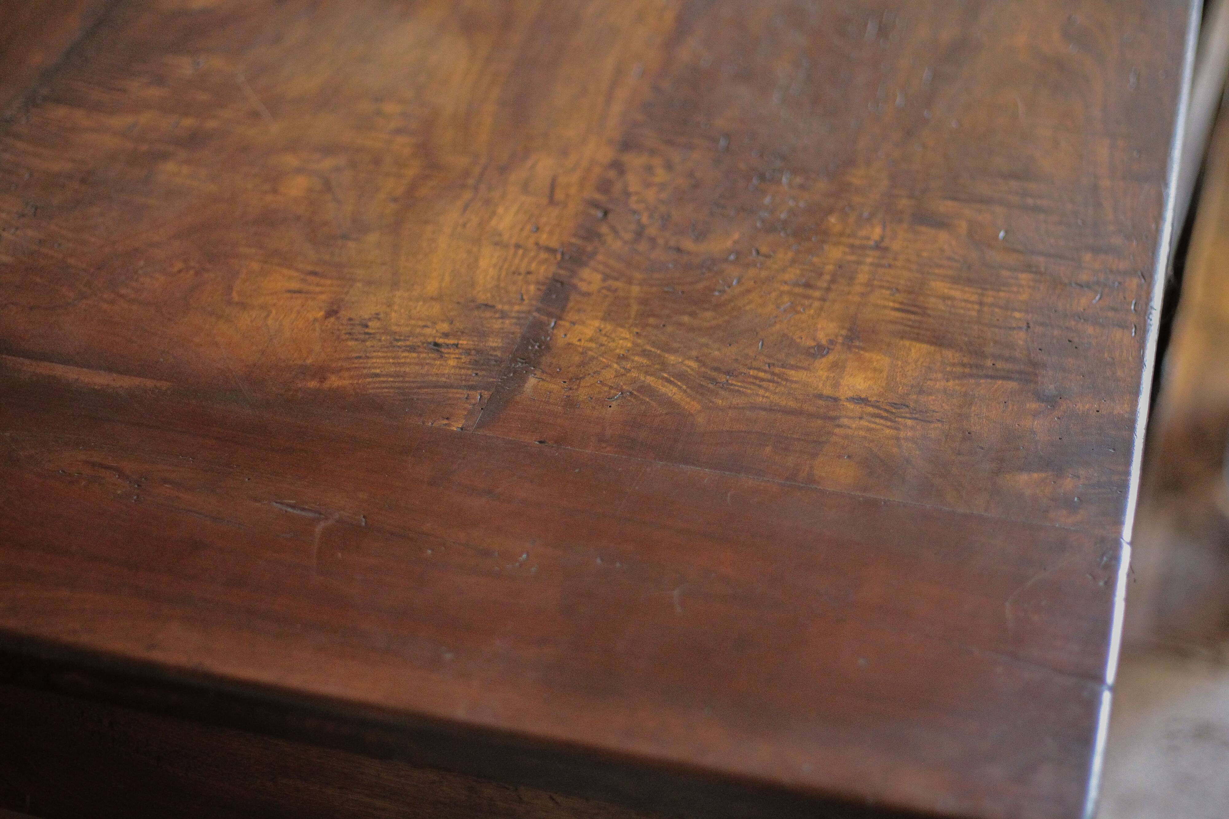 Farmhouse table and two benches, antique wooden farmhouse table, living room furniture, country style, chalet style, decor