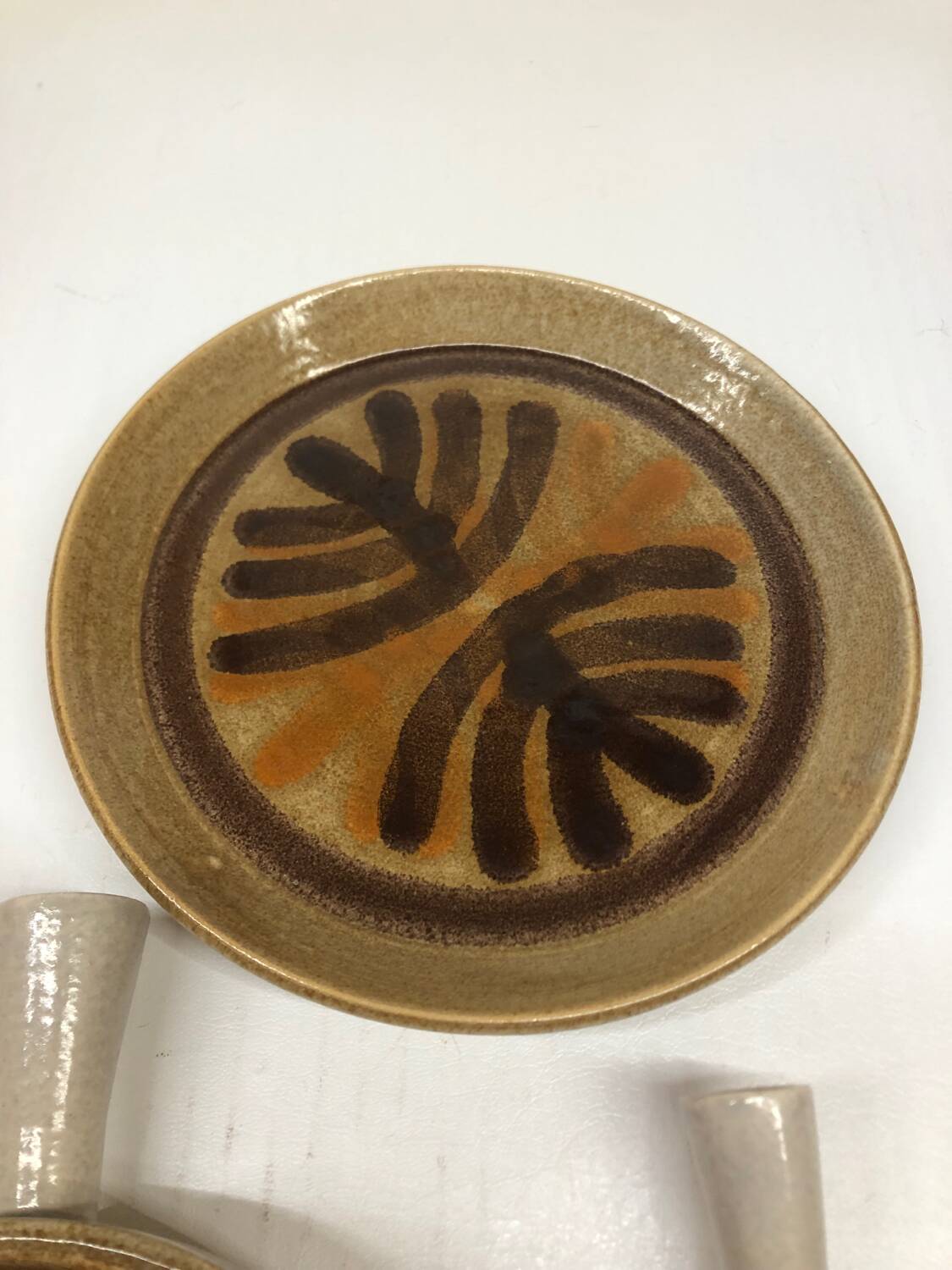 Set of 3 ceramic caquelon dishes from Pornic, Palmyre decor
