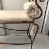 Copper wrought iron bench with cushions