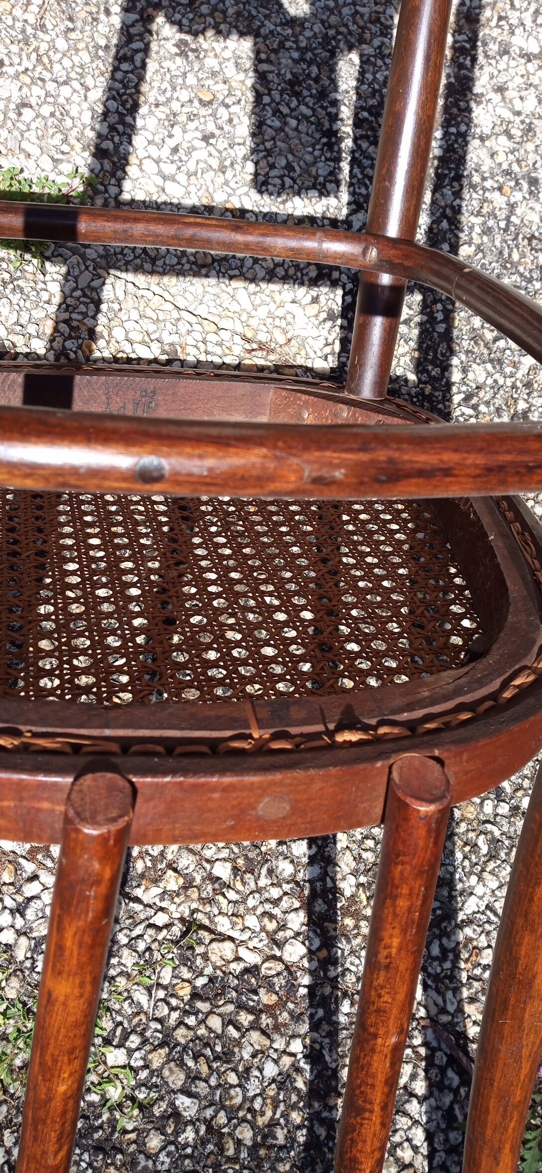 Bistro chair japy curved wood & old cannage