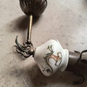 Lustre bronze, cuivre et faïence style gien