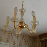 Lustre cinq branches doré laiton