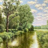 Green landscape signed in 2005