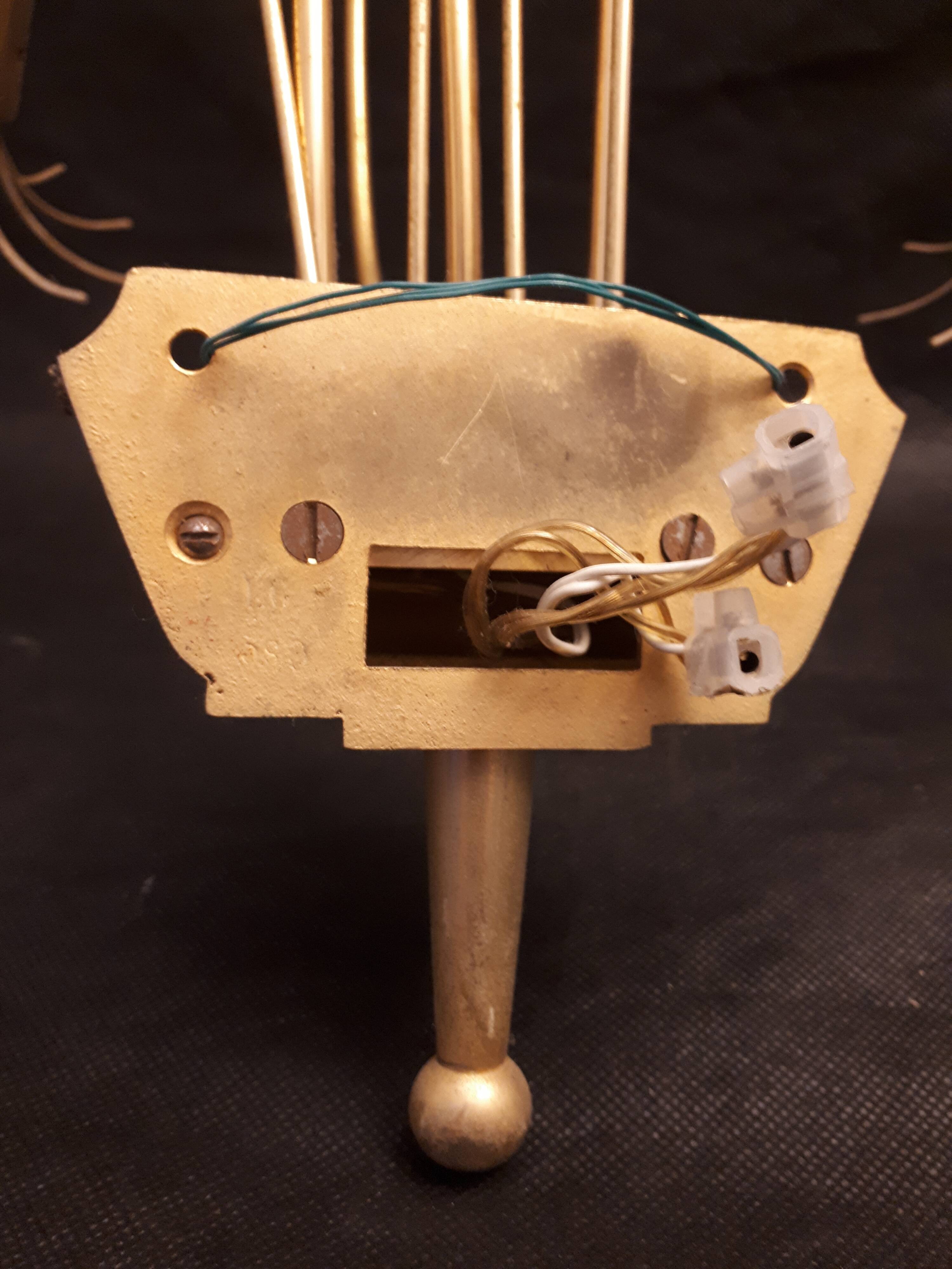 Pair sconces metal dore décor stars Lunel vintage 1950