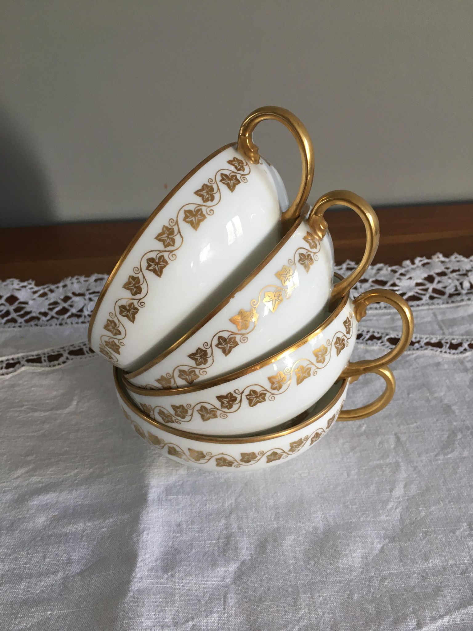 Antique Limoges porcelain tea cups