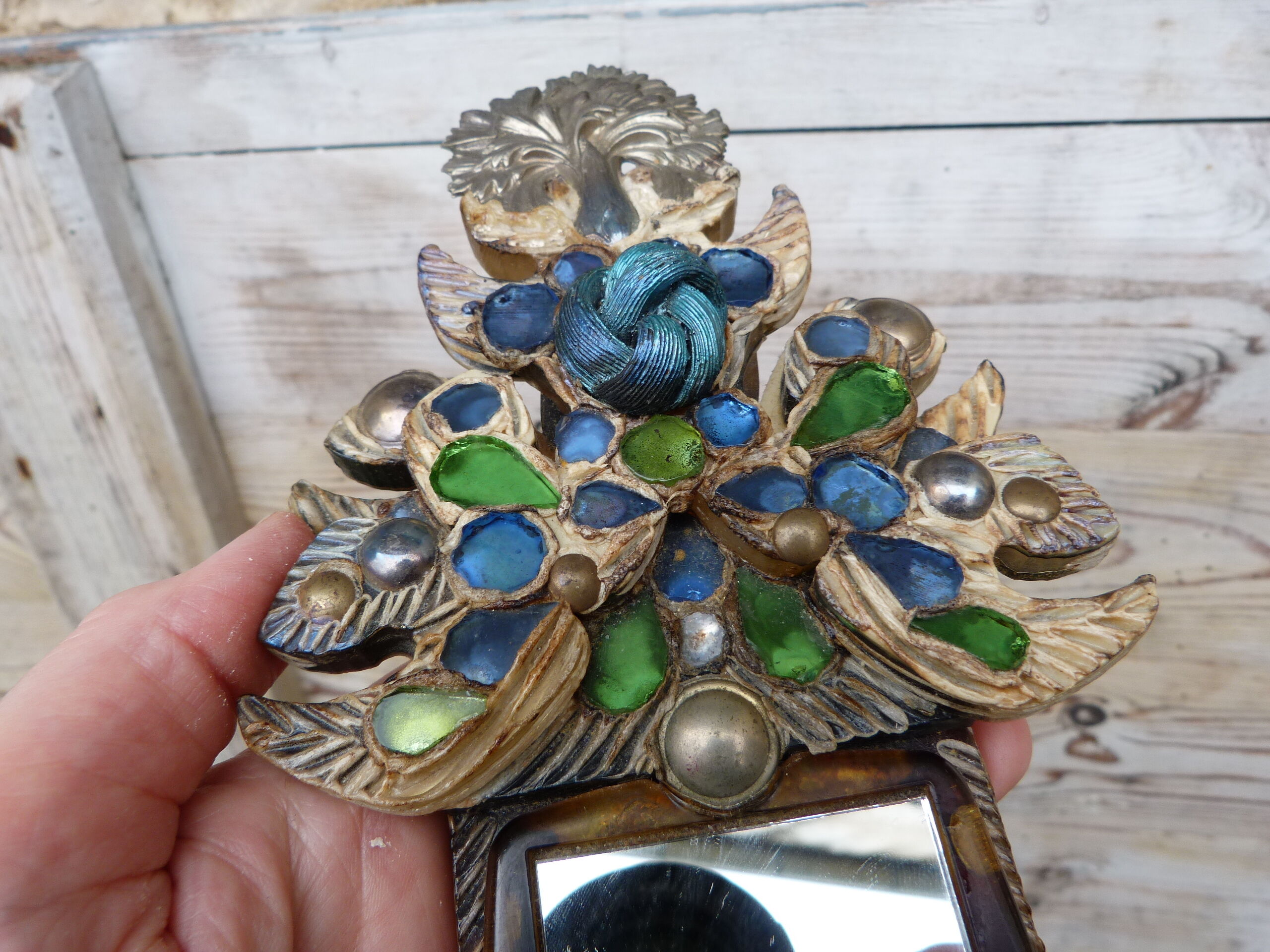 Old mirror in Talosel student Line Vautrin signed Lemanceau