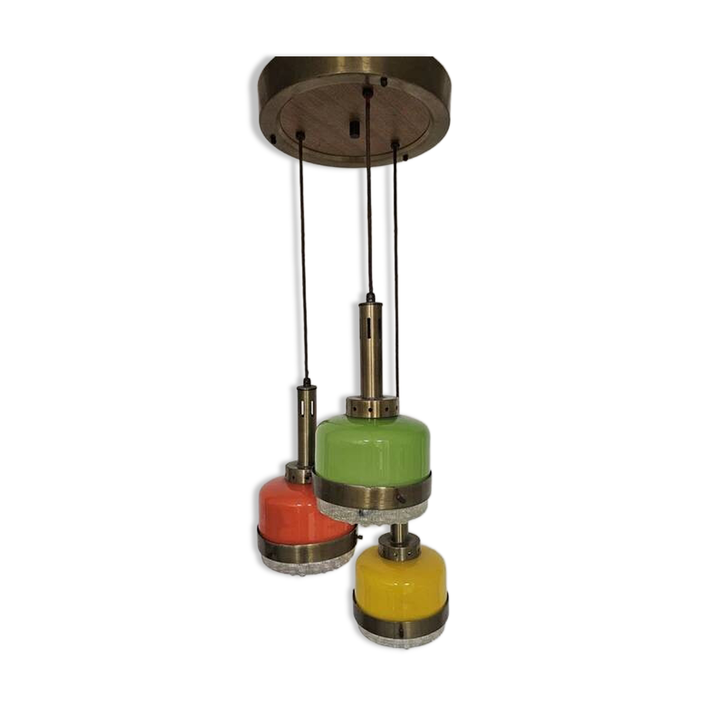 Rare pendant lamp from Italy in 3 colours of glass attributed to Stilnovo