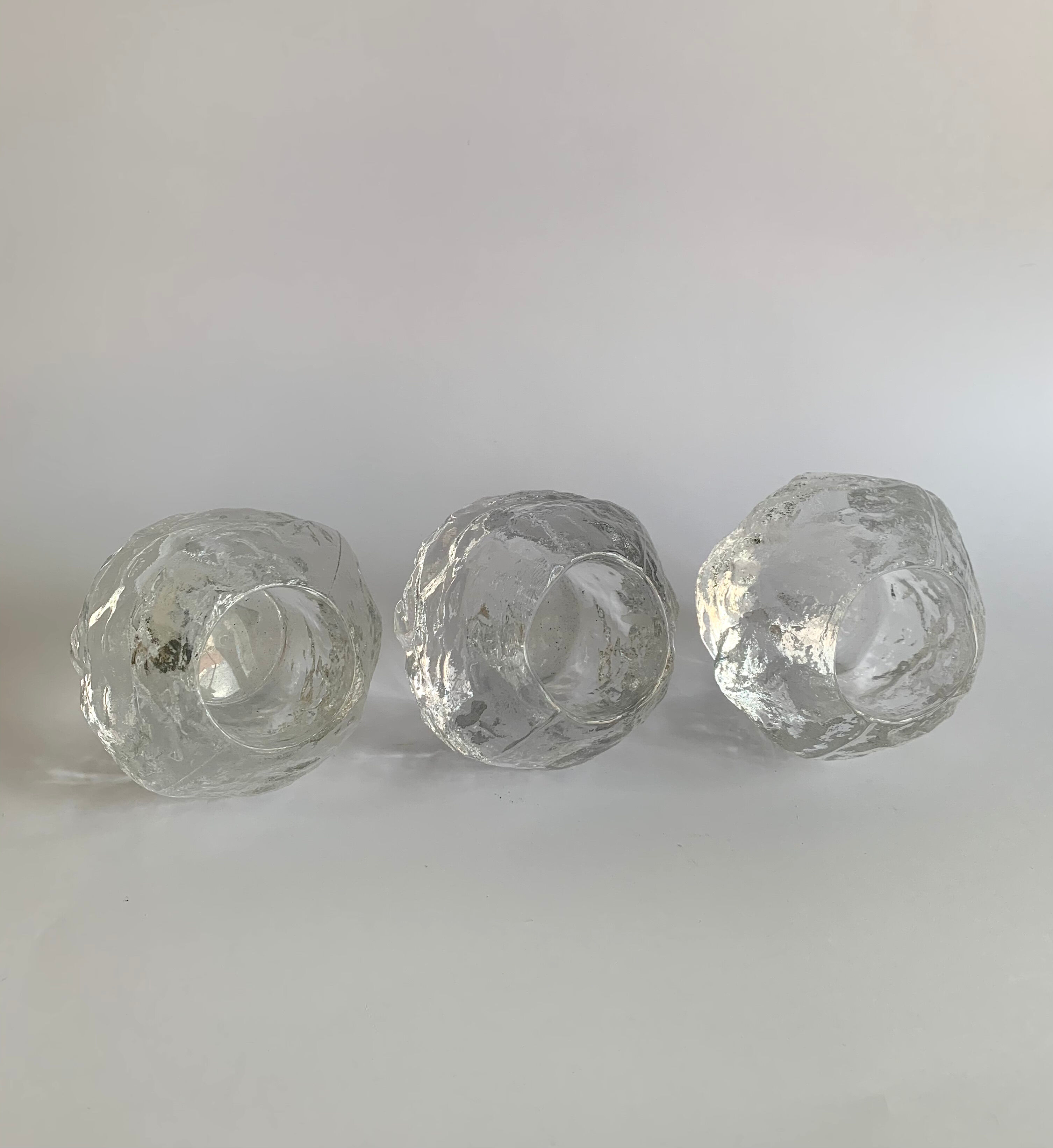 Set of 3 Candleholders, Kosta Boda, Sweden, 1970s