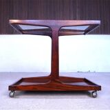 Vintage Modernist Serving Bar Cart in Walnut with Glass Top, Germany 1960s