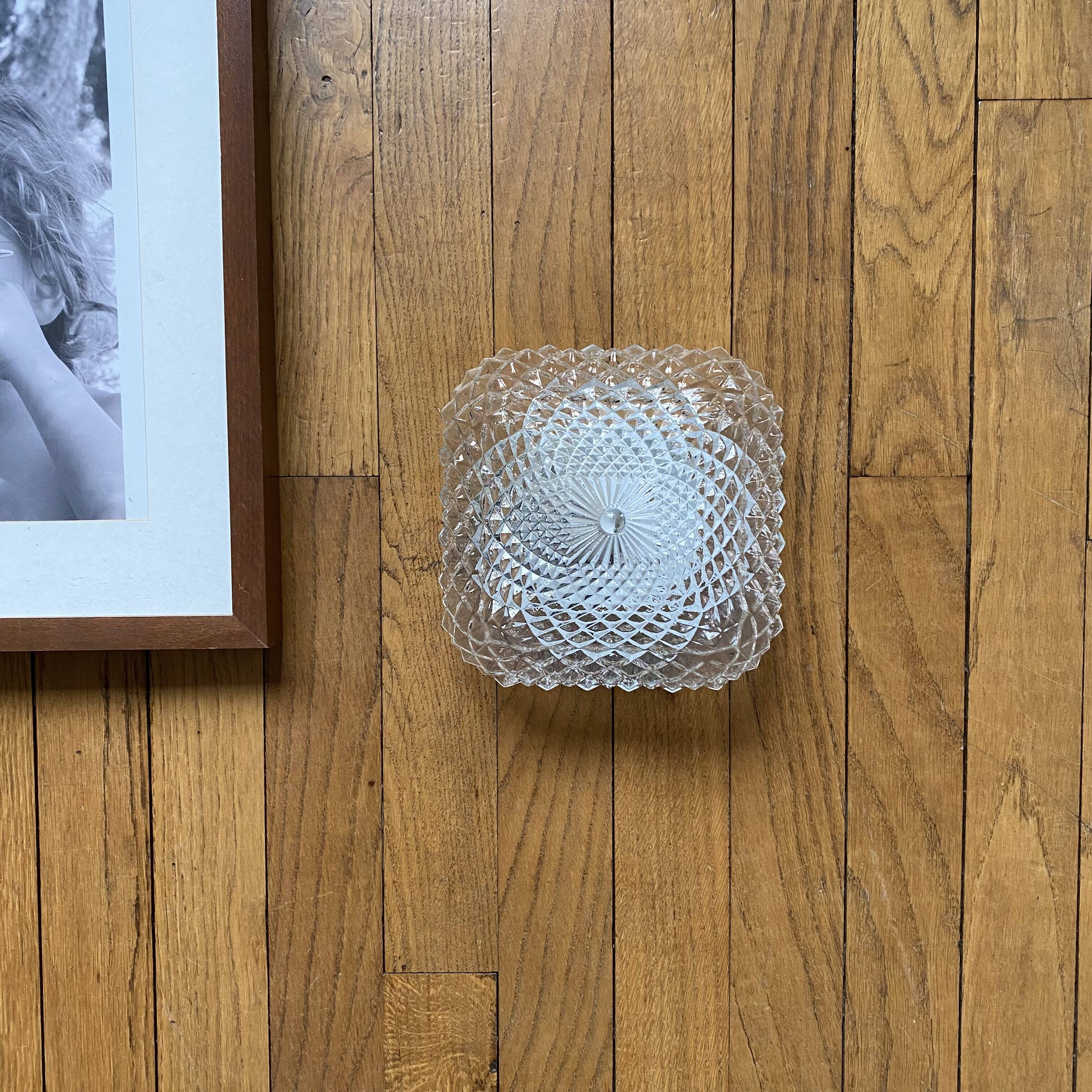 Small antique square vintage wall/ceiling light, 18 cm